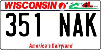 WI license plate 351NAK