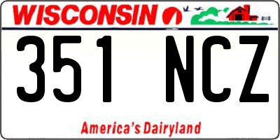 WI license plate 351NCZ
