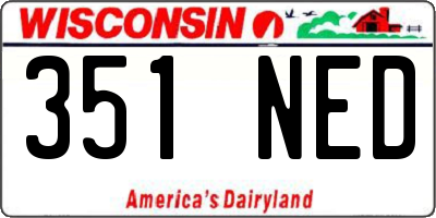 WI license plate 351NED