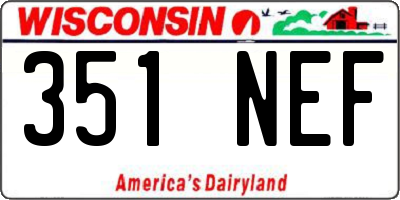 WI license plate 351NEF