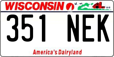WI license plate 351NEK