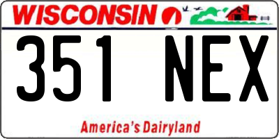 WI license plate 351NEX
