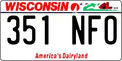 WI license plate 351NFO
