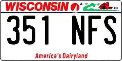 WI license plate 351NFS