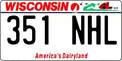 WI license plate 351NHL