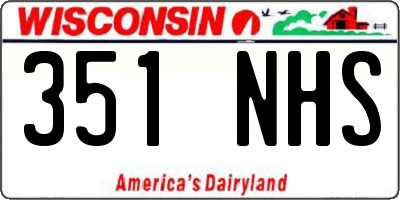 WI license plate 351NHS