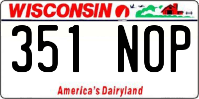 WI license plate 351NOP