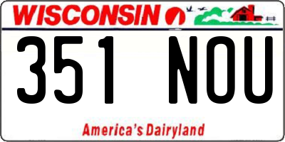 WI license plate 351NOU