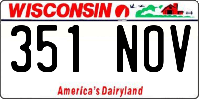 WI license plate 351NOV