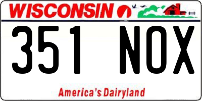 WI license plate 351NOX