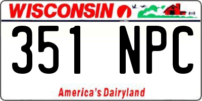 WI license plate 351NPC