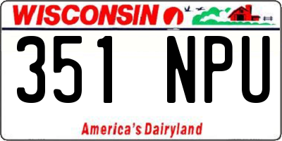 WI license plate 351NPU