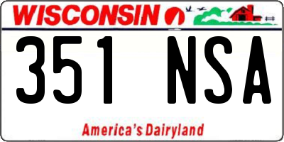 WI license plate 351NSA