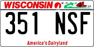 WI license plate 351NSF