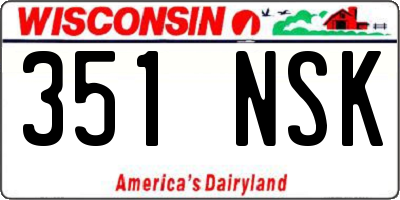 WI license plate 351NSK