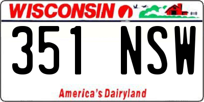WI license plate 351NSW