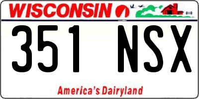 WI license plate 351NSX