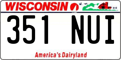 WI license plate 351NUI