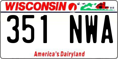 WI license plate 351NWA