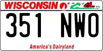 WI license plate 351NWO