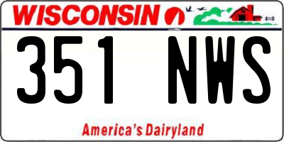 WI license plate 351NWS