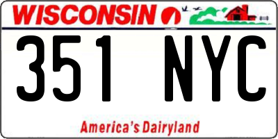 WI license plate 351NYC