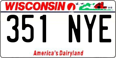 WI license plate 351NYE