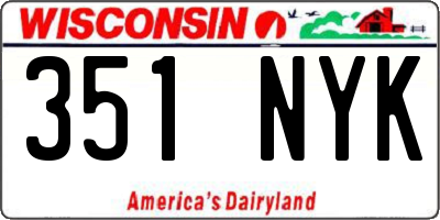 WI license plate 351NYK