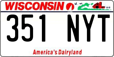 WI license plate 351NYT