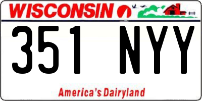 WI license plate 351NYY