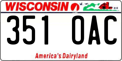 WI license plate 351OAC