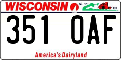 WI license plate 351OAF