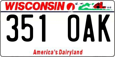 WI license plate 351OAK