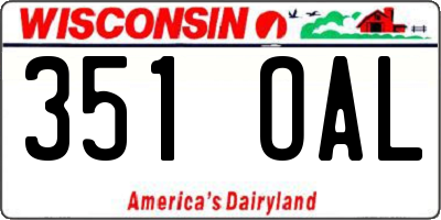 WI license plate 351OAL