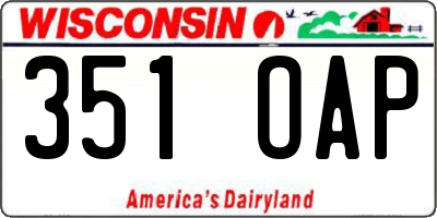 WI license plate 351OAP