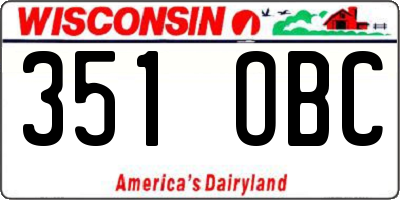 WI license plate 351OBC