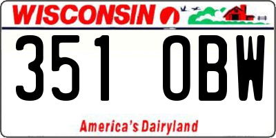 WI license plate 351OBW