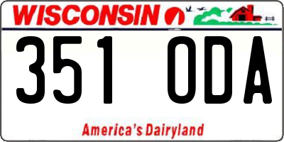 WI license plate 351ODA