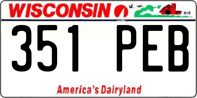 WI license plate 351PEB