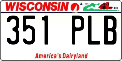 WI license plate 351PLB