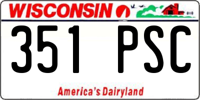 WI license plate 351PSC