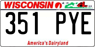 WI license plate 351PYE