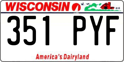 WI license plate 351PYF