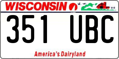 WI license plate 351UBC