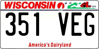 WI license plate 351VEG