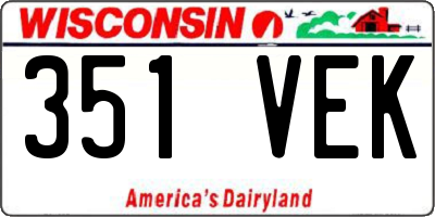 WI license plate 351VEK