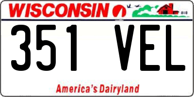 WI license plate 351VEL