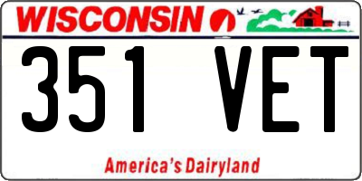 WI license plate 351VET
