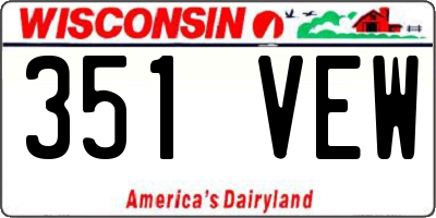 WI license plate 351VEW