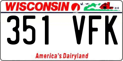 WI license plate 351VFK